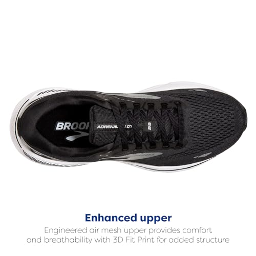 Brooks Women’s Adrenaline GTS 23 Supportive Running Shoe - Black/White/Silver - 10 Medium