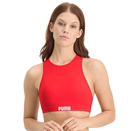 PUMA Frauen Racerback Swim Top Bikini Oberteil, Rot, M