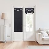 Jilron Paste Style 100% Blackout Door Curtain French Doorway Curtains for Glass Door/Front Door/Sliding Door/Patio Door/Kitchen Door/Back Door 26 x 75 inches, 1 Panel, Black