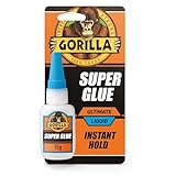 Gorilla Super Glue ULTIMATE 15g Liquid Adhesive – Fastest Setting Formula for Repairs | Use on Plastic*, Wood, Metal, Ceramic, Rubber, Leather, Paper