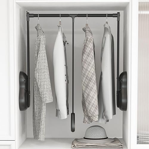 Tringle de penderie rétractable pour réparer un placard affaissé avec du solide noir