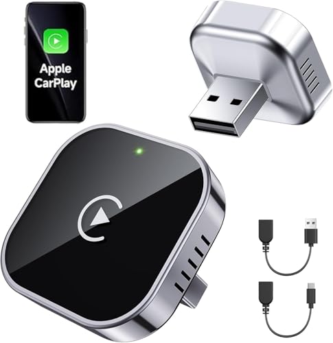 Adando Wireless CarPlay Adapter for iPhone: Mini USB for Apple CarPlay Wireless Adapter Plug & Play with Built-in Wired Car Play Adaptor - 5GHz WiFi Stable Connection - Fit for iPhone 6-17 iOS 10+