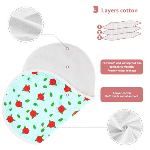 Rose Leaf Polka Dot Baby Burp Cloths Absorbent Cotton Burp Cloths Rags Burping Clothes for Babies Burp Cloth Baby Bibs Washcloths for Baby Boy Girl Wipes 22x11IN,2 Pack4