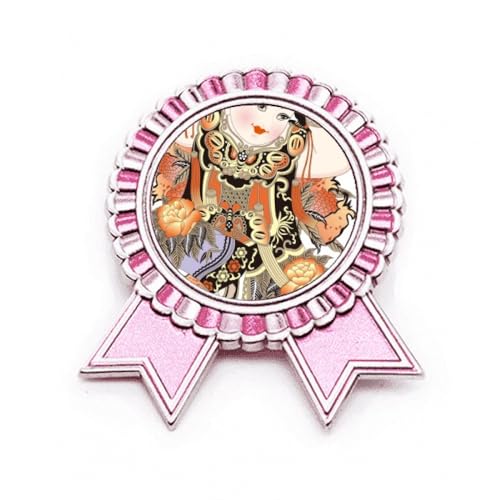 Broche rose Nouvel An chinois en métal taille M cadeau culturel original