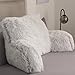 OHS Fluffy Cuddle Cushion Grey, Reading Pillow Back Support Cushion for Bed Super Soft Fleece Cosy Chair Pillow with Arms, Gaming Reading TV