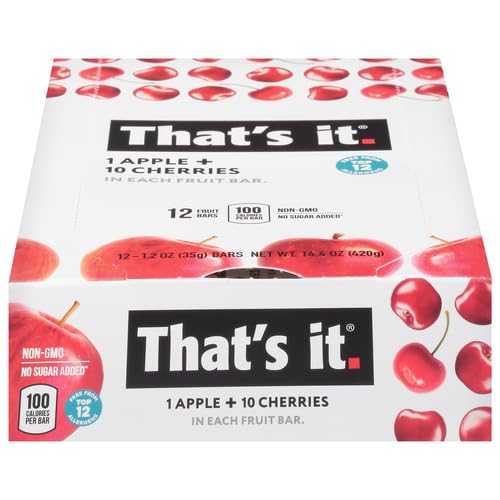 That's it. Apple + Cherry 100% Natural Real Fruit Bar, Best High Fiber Vegan, Gluten Free Healthy Snack, Paleo for Children & Adults, Non GMO No Sugar Added, No Preservatives Energy Food (12 Pack) - Thumbnail 4