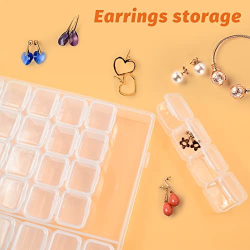 Image of 2 Pack 56 Grids Plastic Organizer Box Clear Jewelry Organizer Container Adjustable Divider Removable Grid Diamond Painting Beads Nail Art Tools Art Crafts Small Accessories