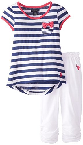 U.S. POLO ASSN. Little Girls' Stripe Tunic with Capri Leggings Set