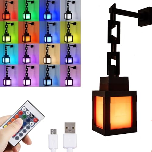 Pixelated Lantern Light for Minecraft Gamer, LED 16 Color
