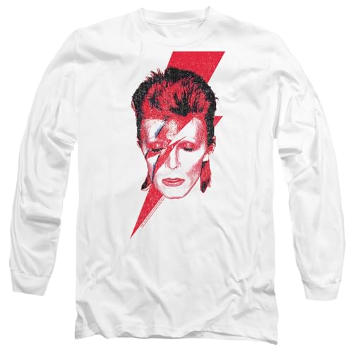 Image of Cotton Soul David Bowie Aladdin Sane Mens Long Sleeve T Shirt, White, Large