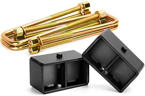 KSP 3" Silverado Rear Lift Block, 3in Rear Lift Kits Compatible with Chevy Silverado 1500 2007-2019, 2pc Rear Lift Block with 4pc Extended Square Leaf Spring Ubolts For GMC Sierra 1500 2WD 4WD 07-19