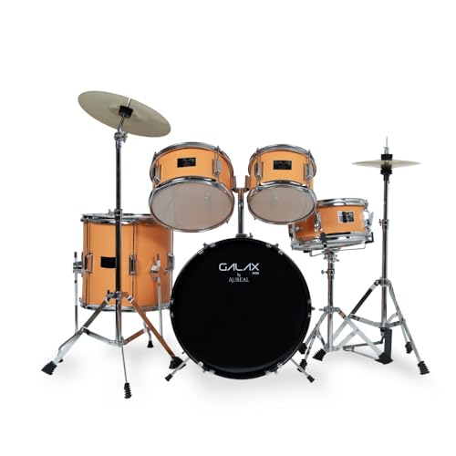 Batería musical para niños Aureal Galax, 4 piezas, color naranja