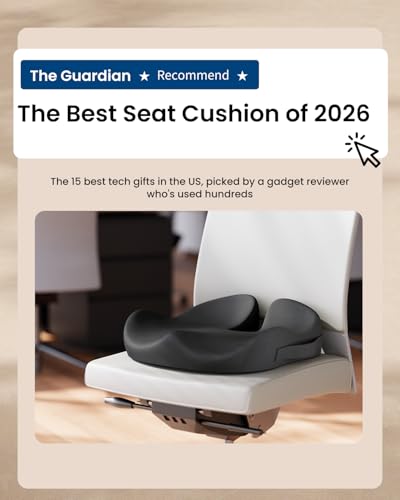 ProtoArc Seat Cushion, Office Chair Cushion for Sciatica, Coccyx Cushion, Ergonomic Memory Foam Seat Cushion for Car, Home, Pressure Relief Pad for Hip, Tailbone, All Day Comfort - Black