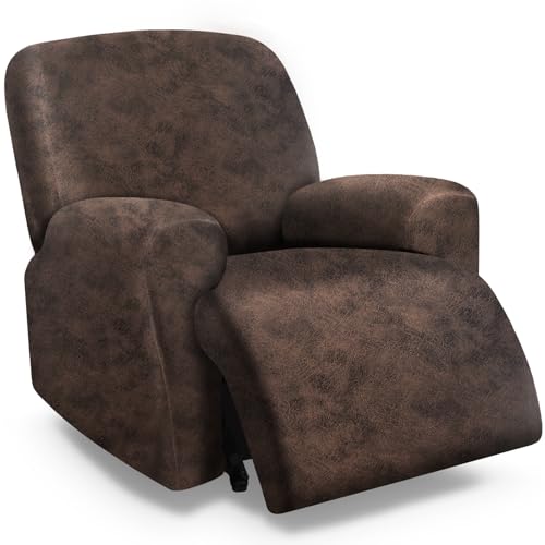 molasofa Leather Like Oversized Recliner Chair Covers, Extra Large Big Man 4 Pieces Lazy Boy Recliner Cover for Wide Recliner Chair for Pets Kids Washable(X-Large, Dark Brown)