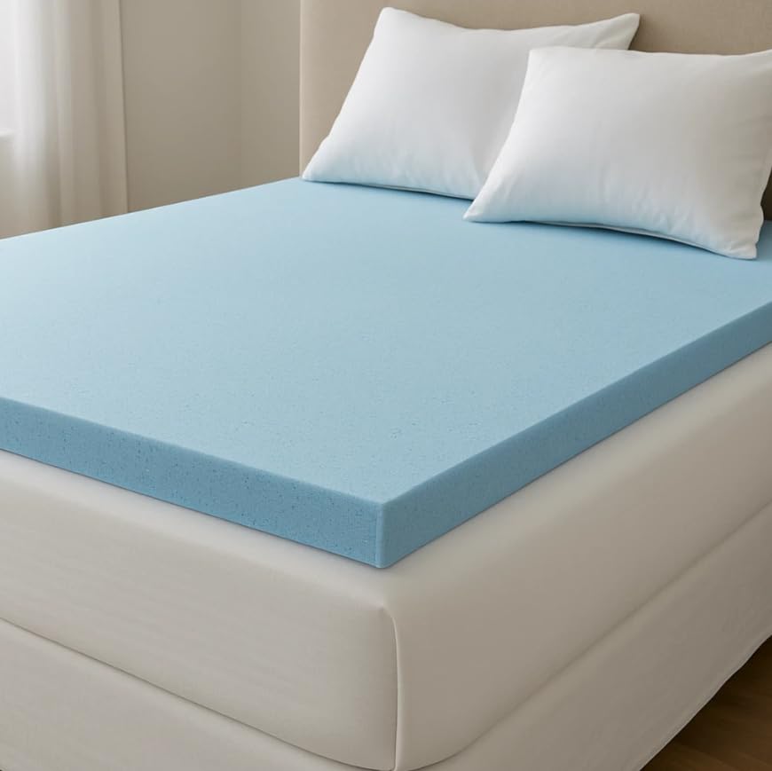 Blue Firm Foam Mattress Topper & Pad – 1 Inch Thick High-Density Foam for Firm Support & Pressure Relief – Ideal for Back, Stomach & Heavyweight Sleepers – Durable, Supportive Comfort (Single)