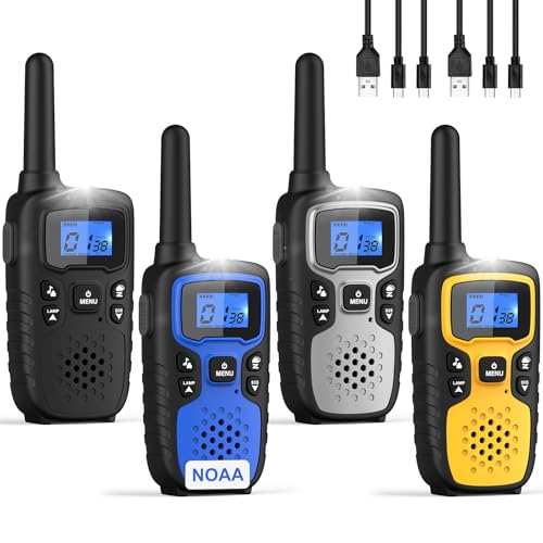 Wishouse Walkie Talkies for Adults Long Range-Rechargeable 4 Pack 2 Way Radios, Hiking Accessories Camping Gear Xmas Birthday Gift for Kids Family with Lamp,SOS Siren,NOAA Weather Alert,Easy to Use by Wishouse - Used condition - US$51.99