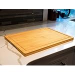 Bamboo Cutting Board for Kitchen, 18" Large Wood Charcuterie Cheese Board, Wooden Chopping Block with Side Handles and Juice Grooves - Image 5