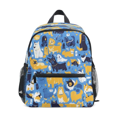 Sac à dos bleu chiens chiot pour enfant en maternelle de 3 à 8 ans