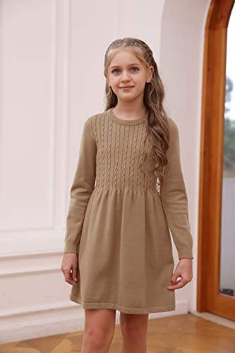 Fommykin Girls Sweater Dress Kids Crew Neck Long Sleeve Cute Fall Winter Kintted Dresses for 4-14Years3