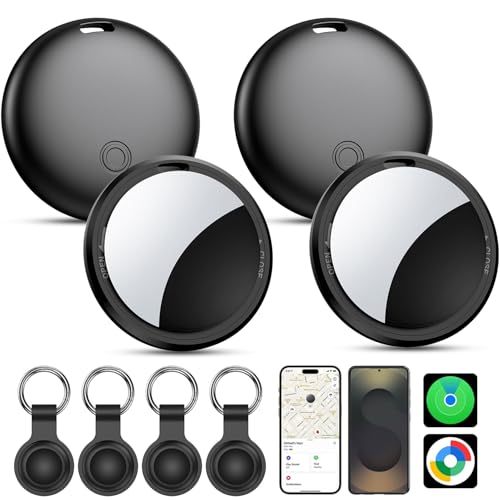 Tracker Tag Android e IOS, 4 Pezzi Smart tag Android, Funziona con Google Dov'è App e Apple Find My,Trova Oggetti Tracker Tag Bluetooth Localizzatore Chiavi per Chiavi/Bagagli/Valigie