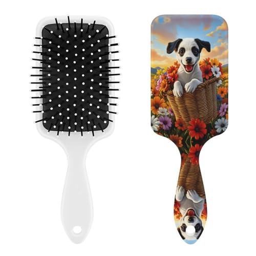 Jack Russell Terrier Puppy Floral Air Cushion Hair Brush