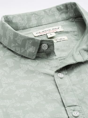 Image of Majestic Man Custom Abstract Printed Pure Cotton Slim Fit Casual Shirt