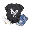 GEMLON Women The Chicken Whisperer Shirt Funny Graphic Farm Life Tee Casual Sleeve Top (Dark Grey, S)