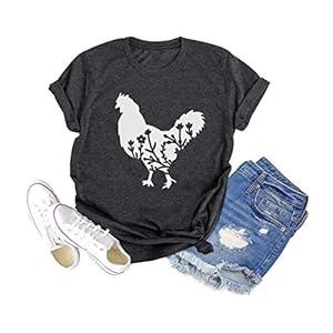 GEMLON-Women-The-Chicken-Whisperer-Shirt-Funny-Graphic-Farm-Life-Tee-Casual-Sleeve-Top GEMLON Women The Chicken Whisperer Shirt Funny Graphic Farm Life Tee Casual Sleeve Top (Dark Grey, S)