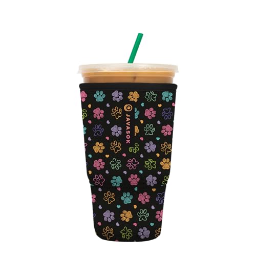 Sok It JavaSok Iced Coffee & Cold Soda Insulated Neoprene Cup Sleeve (Furry Footprints, XLarge: 38-42oz)