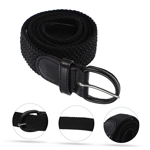 BESPORTBLE Elastic Woven Waist Belt with Buckle Unisex Casual Dress Accessory Stretch Waistband for Fit and Stylish Outlines Black4