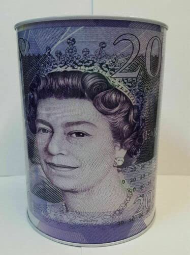 £20 Pound Money Tin Can Box With Printed Piggy Bank Note For Saving Cash. (Large)…