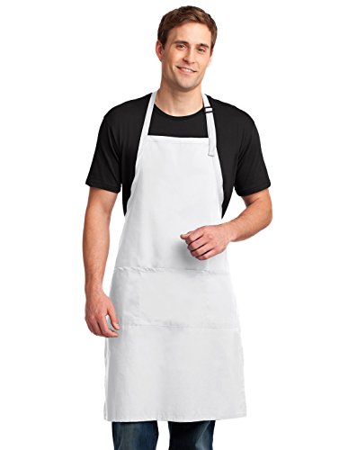 Port Authority Easy Care Extra Long Bib Apron With Stain Release Osfa White #TOP15