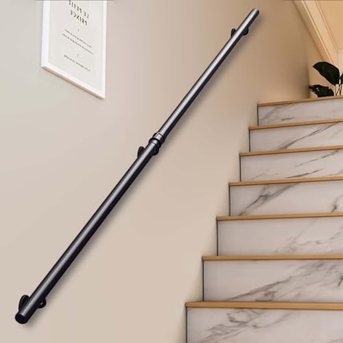 Tubo de hierro industrial de 6.5 pies para montaje en pared, barandilla antideslizante para escaleras interiores, mango de seguridad para un apoyo seguro, opciones de longitud de 2 a 3 metros