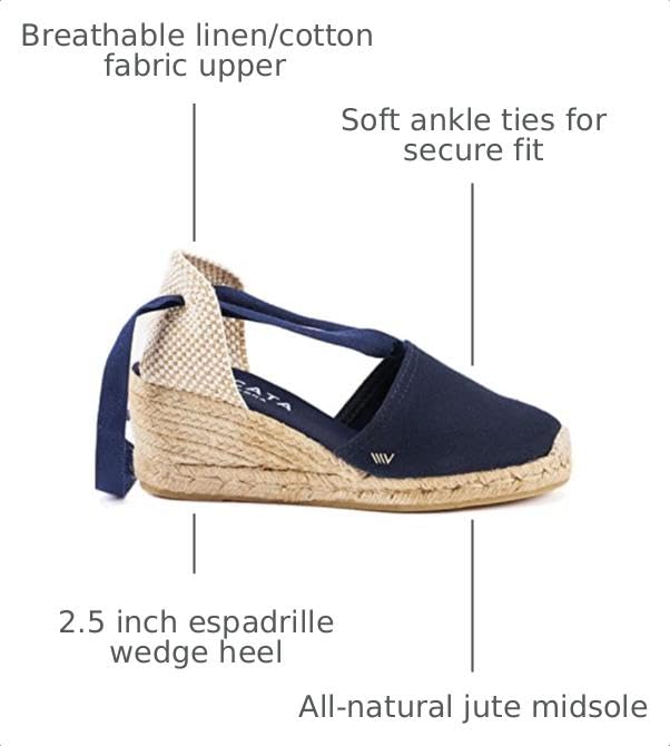 Image of VISCATA Escala Espadrille Canvas Wedges with Sleek Ankle Laces Women's Lace Up Shoes Handmade in Spain Organic Cotton Canvas and 100% Natural Jute Midsole for All Occasions