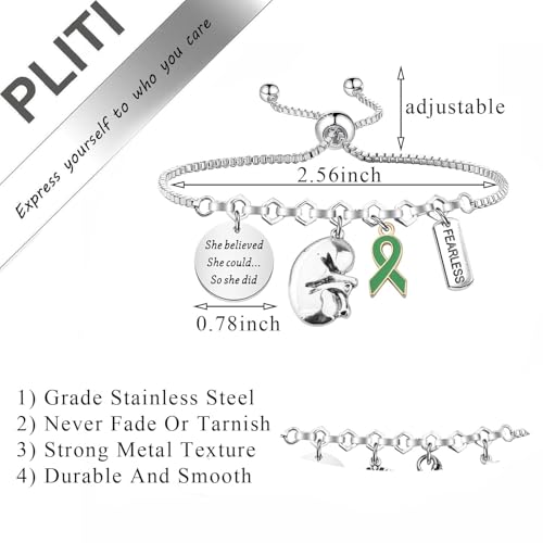 PLITI Kidney Transplant Survivor Gift Kidney Donor Gift She Believed She Could So She Did Green Ribbon Bracelet For Women2