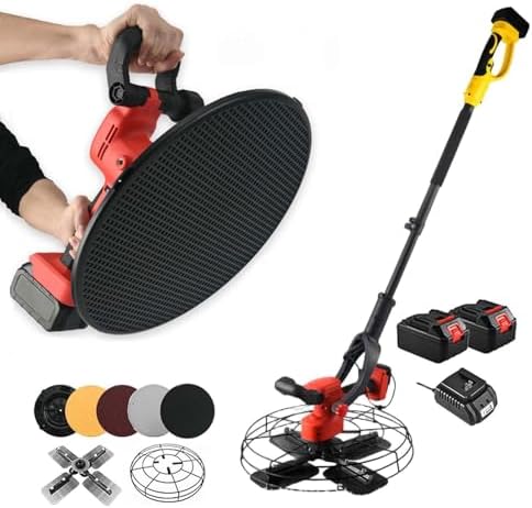 Professional Cordless Rendering Tool - 300 RPM Electric Handheld Finishing Machine, 45cm Blade, 6-Speed Control, Cement Trowel with 30000mAh Battery & Extension Pole.