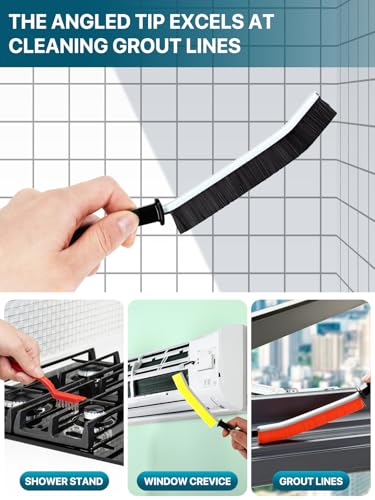 Image of 5Pcs Hard Bristle Crevice Cleaning Brushes,13″ / 9.2″ Crevice Cleaning Brushes for Household Use，Designed for Cleaning Narrow Spaces, Baseboard, Faucets, Grout Cleaner Brush. KOSPRIE
