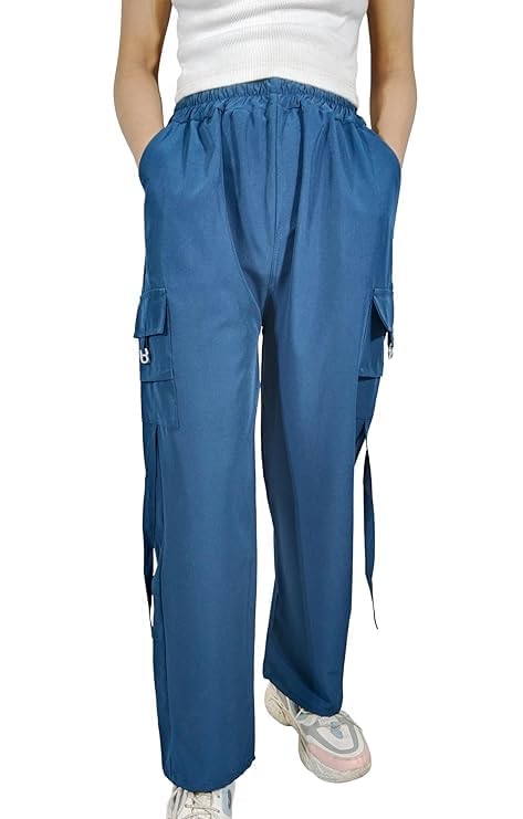 Image of ARYANSH Shoppe 4 Pocket Straight-Fit Cargo Trouser Pants for Kids Girls | Stylish High-Waist Casual Wear with Pockets | Small to XXL