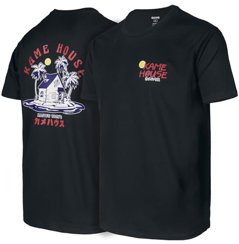 Camiseta Maestro Tortuga Roshi Dragon Master Casa Kame Sennin House Son Goku Japonés Anime Premium 100% Algodón Hombre/Mujer T-Shirt(Negro,L)