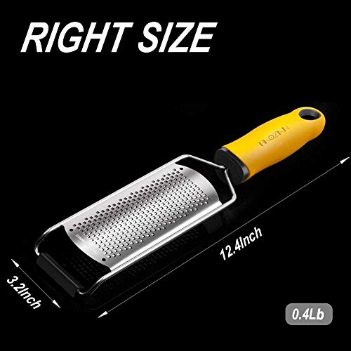 Multipurpose Zester Grater - Parmesan Cheese, Citrus, Lemon, Lime, Ginger, Chocolate, Fruits, Soft Grip Handle, Stainless Steel Fine Blades with Protector, Hand-held Kitchen Tool, Dishwasher Safe