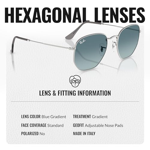 Image of Ray-Ban RB3548N HEXAGONAL FLAT LENSES Square-Round Shape Sunglasses for Men & Women with Official Eyewear Kit