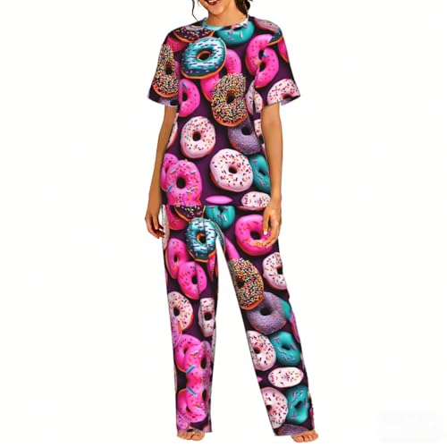 Pyjama doux imprimé donut pour femme en tissu ultra souple et hypoallergénique