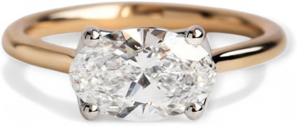 2.0CT East West Oval Cut Moissanite Diamond Ring| 14K Gold Diamond Engagement Ring| Wedding Rings| Anniversary Rings| Christmas Gift| Rings • SE106