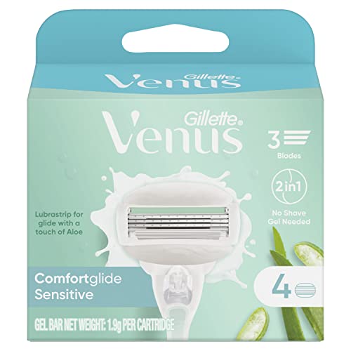 Gillette Venus Comfortglide Sensitive Womens Razor Blade Refills for Sensitive Skin 4 Count