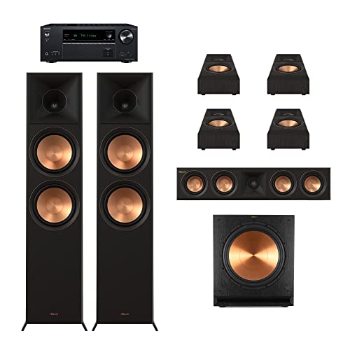 Klipsch Reference Premiere Rp-8000F Ii 5.1.2 Bookshelf Speaker Home Theater System In Ebony With 15" Spl-150 Subwoofer With Onkyo Tx-Nr6100 7.2 Channel Thx Certified Network Av Receiver #TOP5