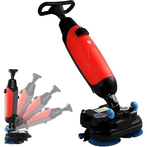 DPDZSW Fregadora De Suelos Comercial De 17' con Disco De Doble Cepillo, Pulidora Multifuncional a Batería con Rotación De 360°, 1200 M²/H, Motor De 350 RPM, Depósito De 5,5 L