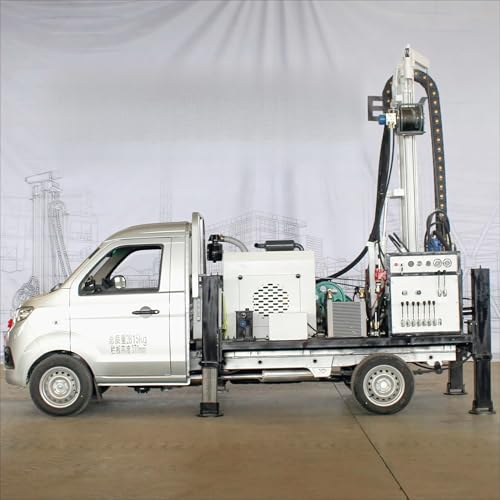 Compact Backyard Well Drilling Rig, Portable Mobile Borehole Machine Fits Through Standard Gates, Hydraulic Small Well Driller with Stabilizing Legs