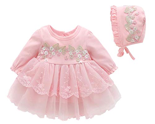 Baby Girls Princess Dress 1St Birthday Dress Outfit Wedding Christmas Party Dress Hat Headband Tights Shoes Set (Pink (5 Pcs Set),3-6 Months) #TOP1
