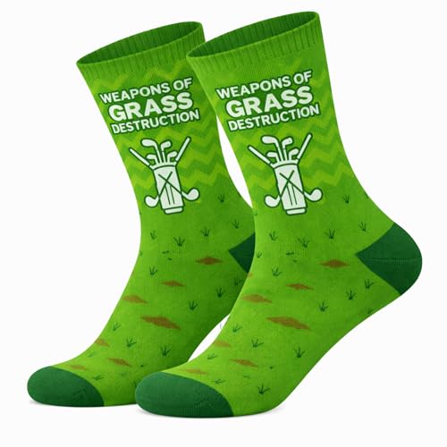 HahaHome Funny Golf Socks | Golf Accessories and Gifts for Men | Dad Birthday Gifts for Golfers | Size 6-12