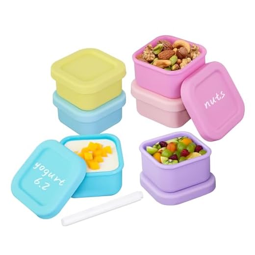 Finorder 6 Pack 100% Silicone Baby Food Storage Containers, 3.4 oz Leak-Proof, Microwave, Freezer, Boiled Safe Food Storage Snack Jars, FDA Grade Toddler Jars for Food and Condiments, Pastel Colored